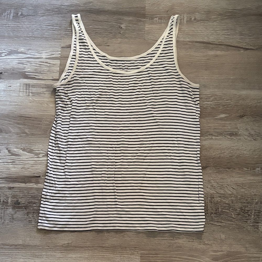 Merona Striped Scoop Neck Black and White Tank Top